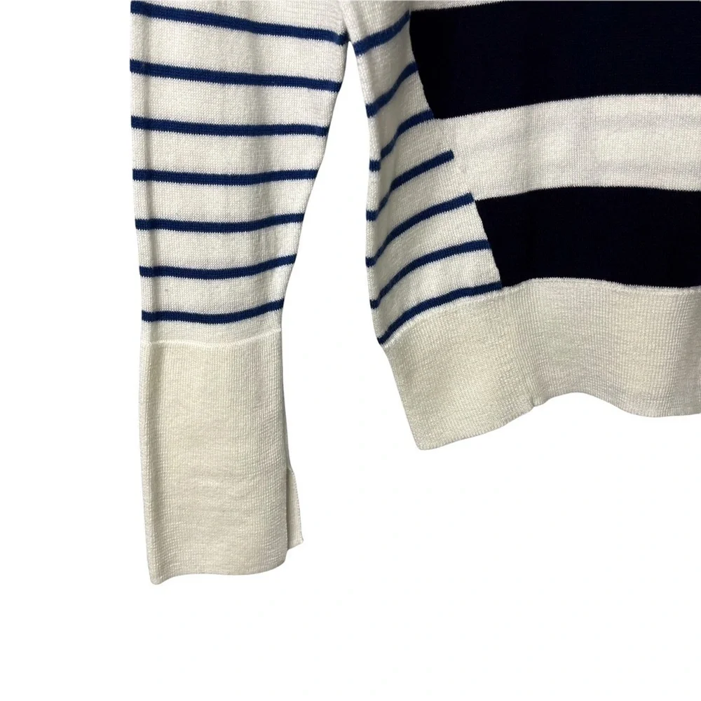Joie Kaylara Cocktail Stripe Cotton Pullover Sweater Size XS Blue White Nautical